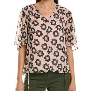 Ted Baker London Harlynn Split Sleeve Floral Top Neck Tie Sz 1 (US 4) NWT